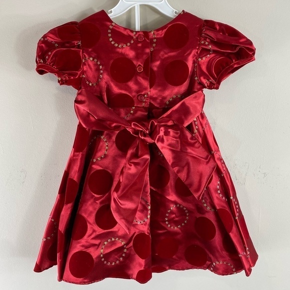 Rare Editions Baby Girl’s Red Glitter Circle Party Formal Holiday Dress -Sz‎ 24M - Picture 9 of 9